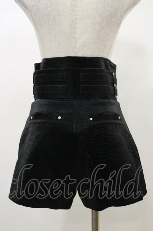 画像2: Melt the lady / ベルト付きレザーライクショートパンツ S ブラック H-25-04-26-058-PU-PA-NS-ZH (2)