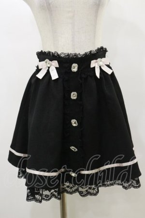 画像: Ank Rouge / ビジューリボンスカート M ブラック/ピンク H-25-04-26-064-CA-SK-NS-ZH