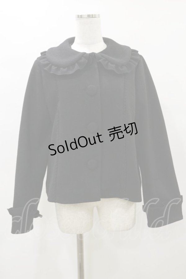 画像1: axes femme kawaii / フリルカラーショートコート M ブラック H-25-04-26-082-AX-CO-NS-ZH (1)