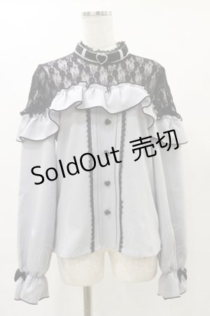 画像: DearMyLove / ハートチョーカーレースフリルブラウス M ブルーグレー H-25-04-26-025-EL-BL-NS-ZH