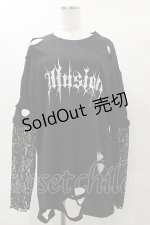 画像: Ank Rouge / レース袖付きBig Te M ブラック H-25-04-26-038-CA-TS-NS-ZH