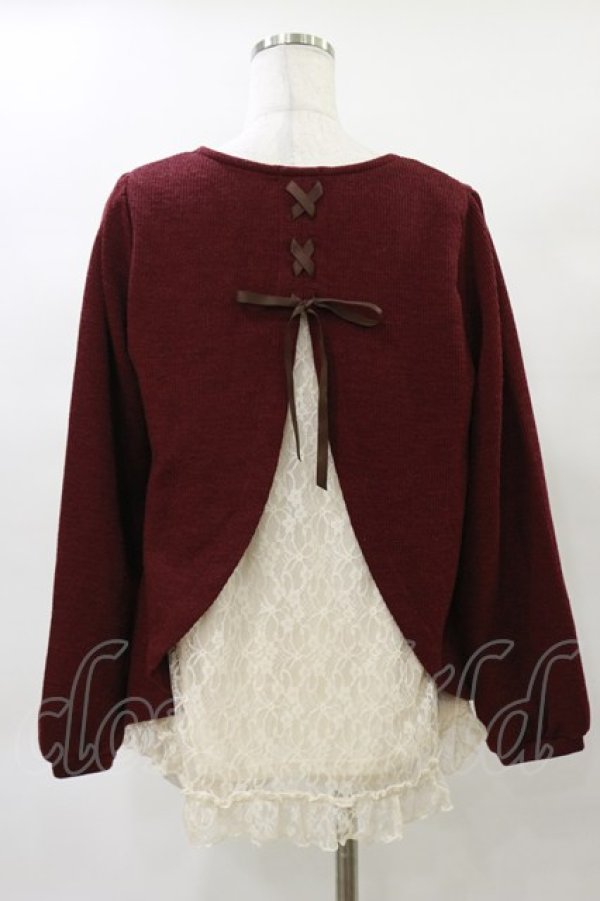 画像2: axes femme / バックレースアップニット M ボルドー H-25-04-26-039-AX-TO-NS-ZH (2)