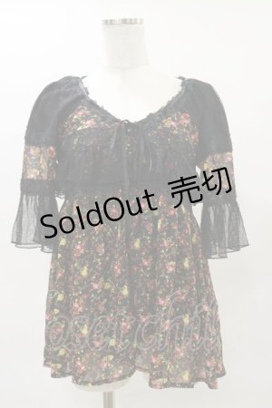 画像: axes femme / ドットチュールフリルプルオーバー M ブラック H-25-04-26-044-AX-TO-NS-ZH