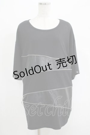 画像: CIVARIZE / PUレザー切り替えZIPデザインTシャツ  黒 H-25-04-27-047-GO-TS-KB-ZH