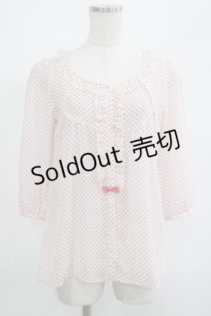 画像: Emily Temple cute / ドットフリルブラウス  レッド H-25-04-27-052-ET-BL-KB-ZH