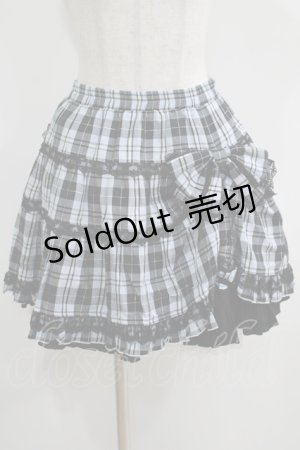 画像: PUTUMAYO / チェックフリルリボン付スカート  サックス×ブラック H-25-04-27-075-PT-SK-KB-ZH