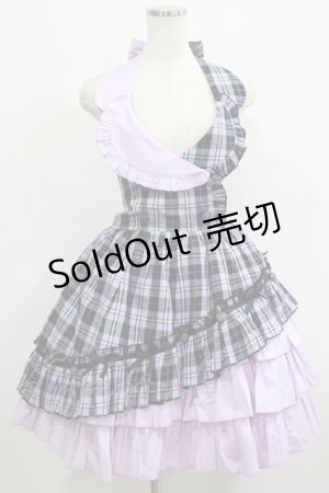 画像: PUTUMAYO / チェック切替ホルターワンピース  ラベンダー H-25-04-27-009-PT-OP-KB-ZH