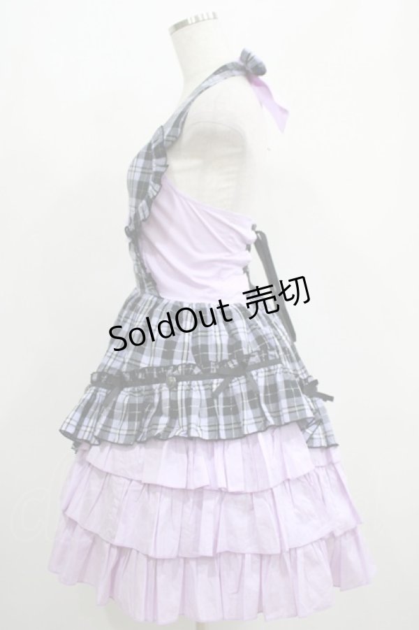 画像2: PUTUMAYO / チェック切替ホルターワンピース  ラベンダー H-25-04-27-009-PT-OP-KB-ZH (2)