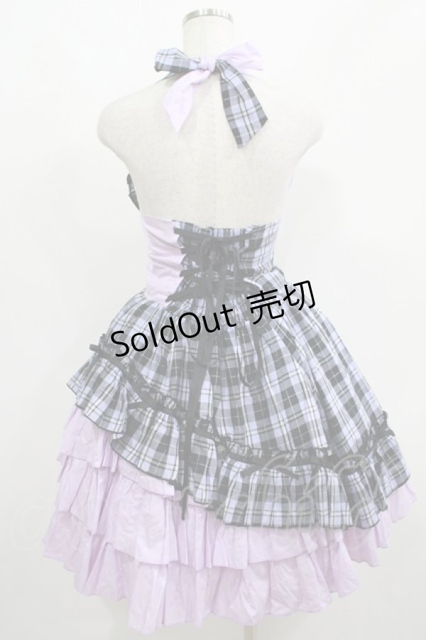 画像3: PUTUMAYO / チェック切替ホルターワンピース  ラベンダー H-25-04-27-009-PT-OP-KB-ZH (3)