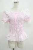 画像1: Angelic Pretty / シャーリングオフショルダーブラウス Free ピンク H-25-04-28-040-AP-BL-NS-ZH (1)