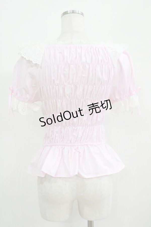 画像3: Angelic Pretty / シャーリングオフショルダーブラウス Free ピンク H-25-04-28-040-AP-BL-NS-ZH (3)