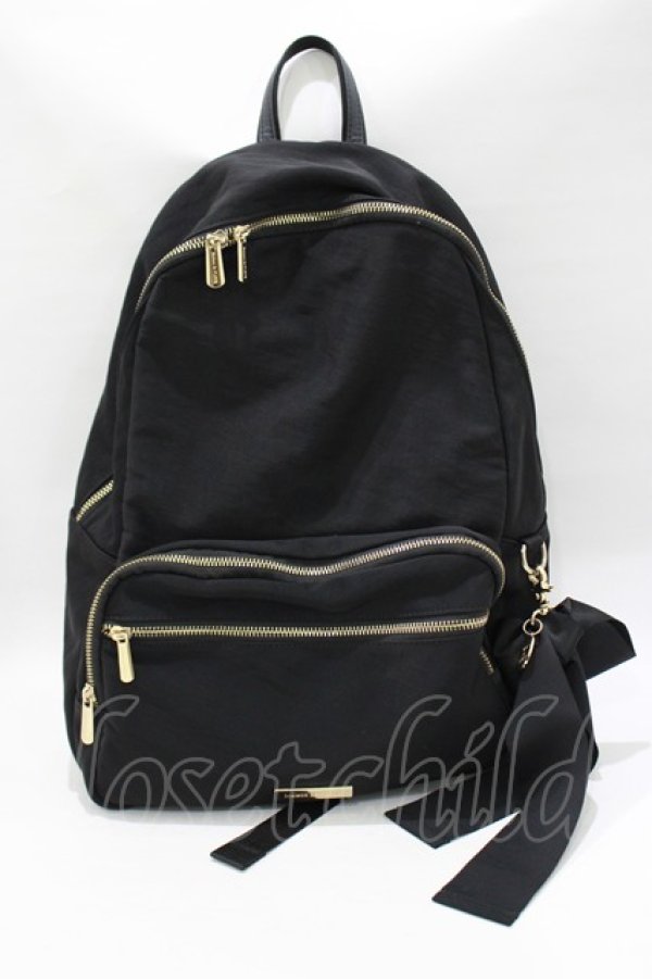 画像2: Maison de FLEUR / 撥水加工ポケットリボンリュック  ブラック H-25-04-28-053-LO-BG-NS-ZH (2)