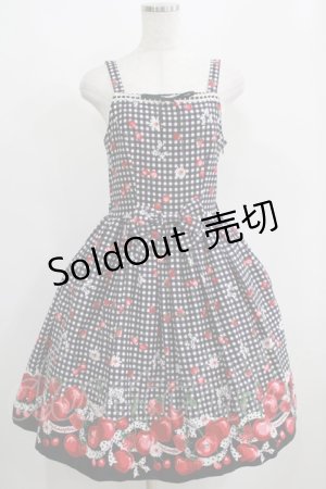 画像: metamorphose / ギンガムチェリーはしごレースジャンパースカート Free ブラック H-25-04-28-011-ME-OP-NS-ZH
