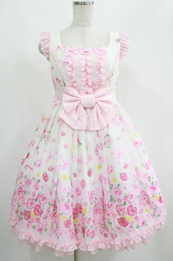 画像1: Angelic Pretty / Powder Roseフリルジャンパースカート Free シロ H-25-04-28-003-AP-OP-NS-ZH (1)