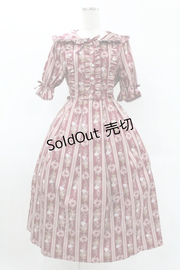 画像1: axes femme kawaii / RosyBear柄ワンピース M ワイン H-25-04-29-043-AX-OP-NS-ZH (1)