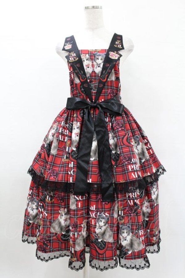 画像1: Royal Princess Alice / PUNK CATジャンパースカート（ロング丈） Free レッド H-25-04-29-046-LO-OP-NS-ZH (1)