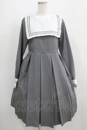 画像: FLC / 皆方由衣コラボ/襟付きプリーツワンピース L グレー H-25-05-01-001-LO-OP-NS-ZH