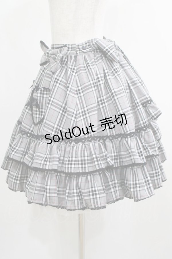 画像2: Angelic Pretty / タータンチェックハートポッケスカート Free グレー H-25-05-01-026-AP-SK-NS-ZH (2)