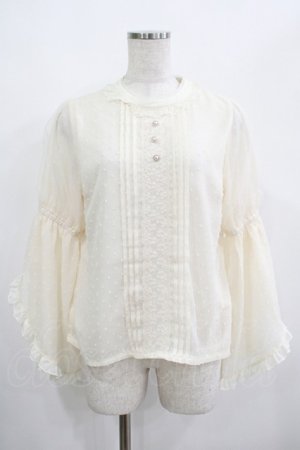 画像: axes femme POETIQUE / フリル袖ドットドビーブラウス M 生成 H-25-05-01-044-AX-BL-YZ-ZH