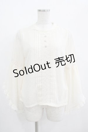 画像: axes femme POETIQUE / フリル袖ドットドビーブラウス M 生成 H-25-05-01-044-AX-BL-YZ-ZH