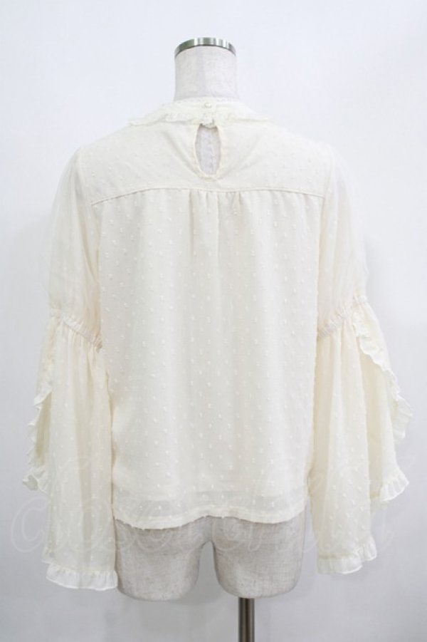 画像3: axes femme POETIQUE / フリル袖ドットドビーブラウス M 生成 H-25-05-01-044-AX-BL-YZ-ZH (3)