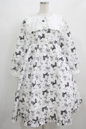 画像: Lovely Tency / 眞白ありすコラボ/リボンプリントワンピース L オフ H-25-05-01-005-GO-OP-NS-ZH