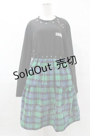 画像: NieR Clothing / チェック切替ワンピース F 黒×緑 H-25-05-01-1039-PU-OP-KB-ZH