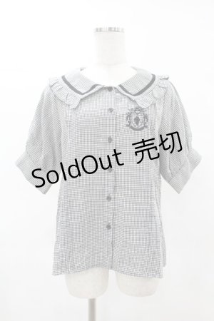 画像: NieR Clothing / ギンガムチェックフリル襟ブラウス F 黒×白 H-25-05-01-1049-PU-BL-KB-ZH