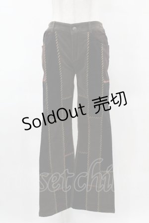 画像: Ozz On / パッチワーク切替パンツ  茶 H-25-05-01-1024-OO-PA-KB-ZH