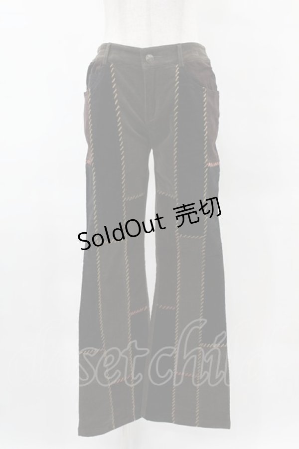 画像1: Ozz On / パッチワーク切替パンツ  茶 H-25-05-01-1024-OO-PA-KB-ZH (1)