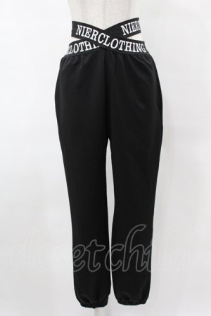 画像: NieR Clothing / ロゴベルトストレッチパンツ F 黒 H-25-05-01-1030-PU-PA-KB-ZH
