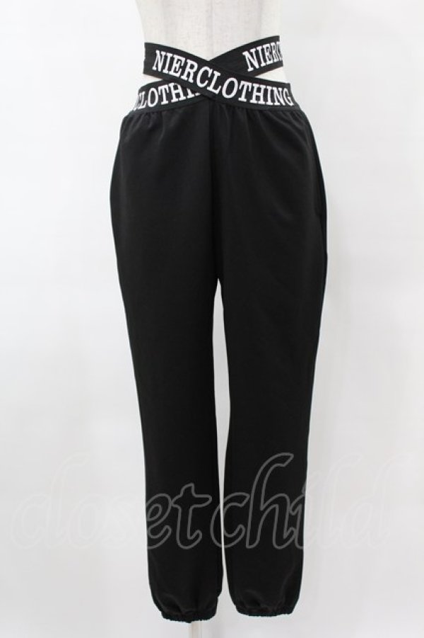 画像1: NieR Clothing / ロゴベルトストレッチパンツ F 黒 H-25-05-01-1030-PU-PA-KB-ZH (1)