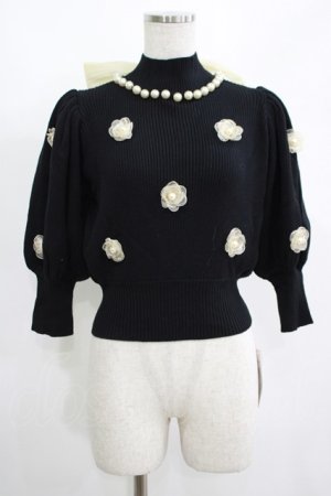 画像: Swankiss / DR flower summer knit Free ブラック H-25-05-01-059-CA-TO-NS-ZH