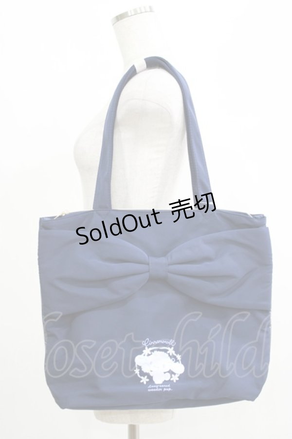 画像1: m petit by misako / サンリオキャラクターズコラボ シナモロール リボントート  ネイビー H-25-05-01-063-LO-BG-NS-ZH (1)
