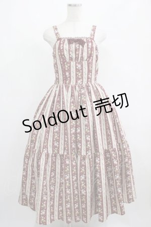 画像: axes femme kawaii / ストライプローズ柄ジャンスカ M ワイン H-25-05-01-008-AX-OP-NS-ZH