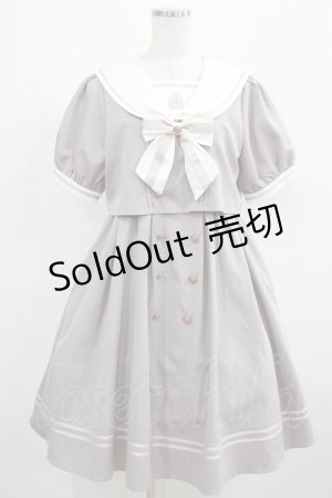 画像: Amavel / Ribbon Emblem Setup風セーラーワンピース（ミドル丈） Free グレー H-25-05-01-012-CA-OP-NS-ZH