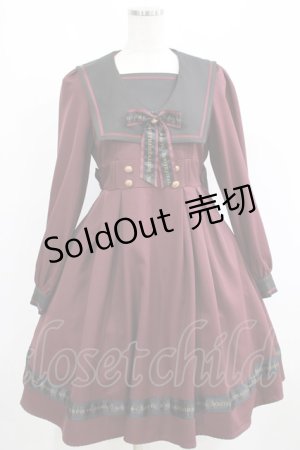 画像: Amavel / Message Ribbon スクエアセーラーワンピース Free ボルドー H-25-05-01-013-CA-OP-NS-ZH