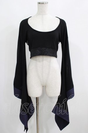 画像: Qutie Frash / メッシュ着物袖トップス  黒×紫 H-25-05-02-031-QU-TO-KB-ZH