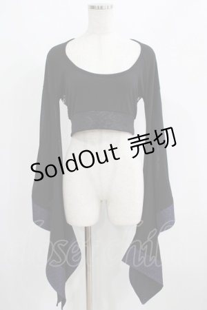 画像: Qutie Frash / メッシュ着物袖トップス  黒×紫 H-25-05-02-031-QU-TO-KB-ZH