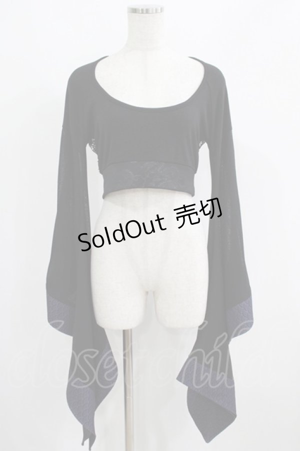 画像1: Qutie Frash / メッシュ着物袖トップス  黒×紫 H-25-05-02-031-QU-TO-KB-ZH (1)