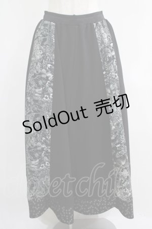 画像: Qutie Frash / 和柄フレアロングスカート  黒 H-25-05-02-003-QU-SK-KB-ZH