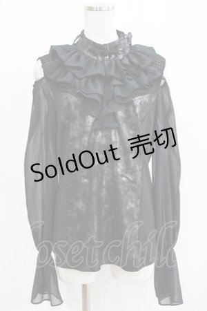 画像: Qutie Frash / ラメストライプフリルトップス  黒 H-25-05-02-051-QU-TO-KB-ZH