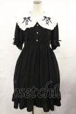 画像1: DearMyLove / レースアップリボン刺繍フリルワンピース M 膝下/ブラック H-25-05-02-1011-EL-OP-NS-ZH (1)