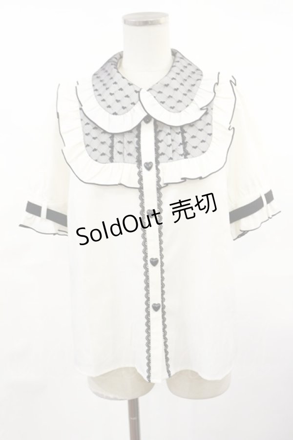 画像1: DearMyLove / ハートドットチュール重ねバックルブラウス M オフ H-25-05-02-1027-EL-BL-NS-ZH (1)