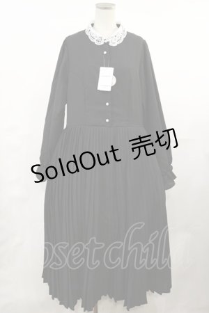 画像: m petit by misako / レース襟プリーツワンピース LL ブラック H-25-05-02-1005-LO-OP-NS-ZH