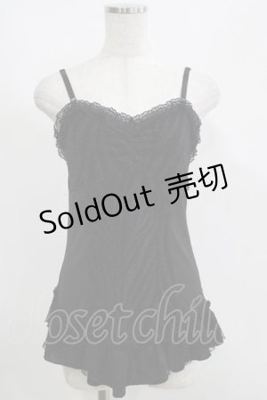 画像: Qutie Frash / ゼブラ柄切替キャミ  黒 H-25-05-02-064-QU-TO-KB-ZH