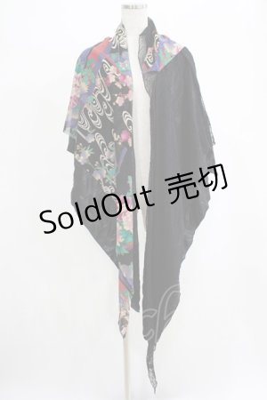画像: Qutie Frash / 異素材切替ストール  黒 H-25-05-02-067-QU-ZA-KB-ZH