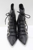 画像1: Goth Pikes / バックルヒールブーツ US7 黒 H-25-05-02-071-PU-SH-KB-ZH (1)