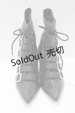 画像: Goth Pikes / バックルヒールブーツ US7 黒 H-25-05-02-071-PU-SH-KB-ZH