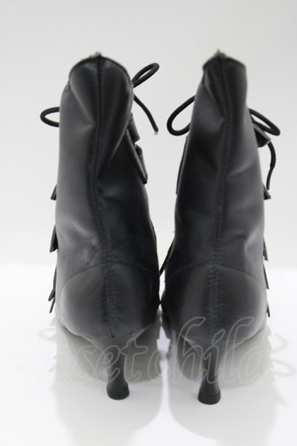 画像3: Goth Pikes / バックルヒールブーツ US7 黒 H-25-05-02-071-PU-SH-KB-ZH (3)